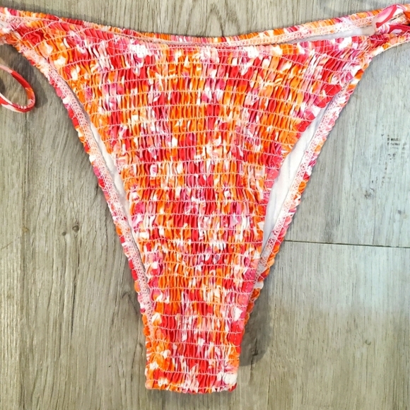 💚5/$25 Puff Sleeve Tropical Floral 2 Bikini Set Cheeky Bottom Smocked Swimsuit - Picture 3 of 8
